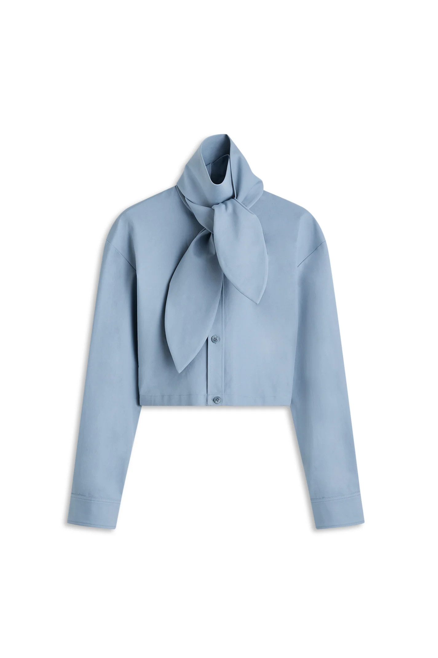 DOUBLE COTTON CRAVAT SHIRT - LAPIS BLUE - Scanlan Theodore | Scanlan Theodore AU