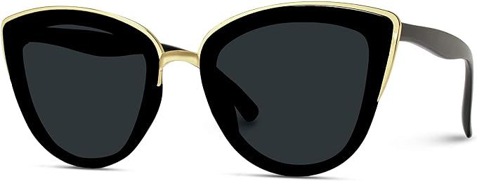 Womens Cat Eye Mirrored Reflective Lenses Oversized Cateyes Sunglasses | Amazon (US)