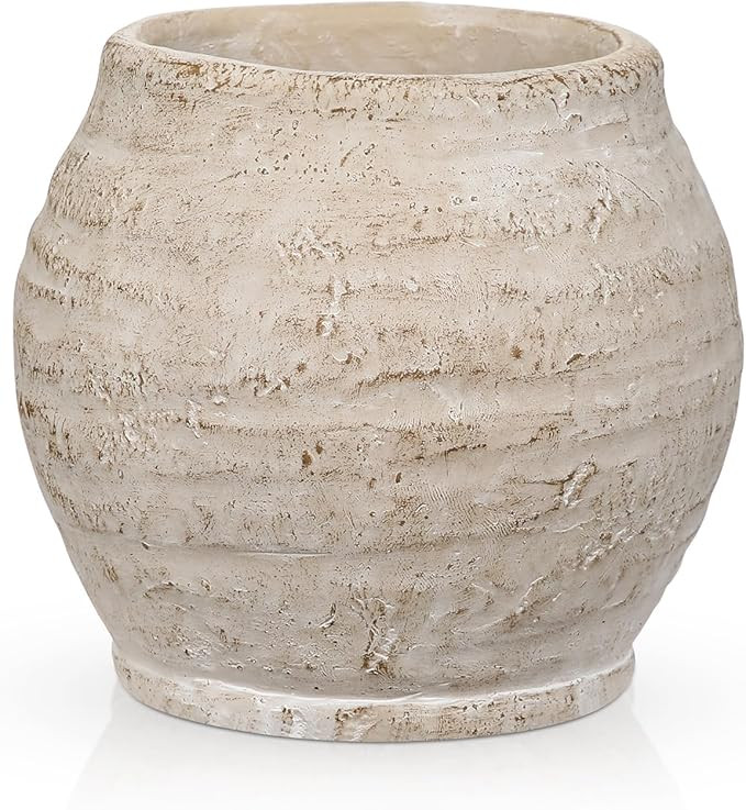Briful Rustic Vintage Ceramic Pottery Vase, 5.1'' Farmhouse Table Decor with Distressed Texture, ... | Amazon (US)