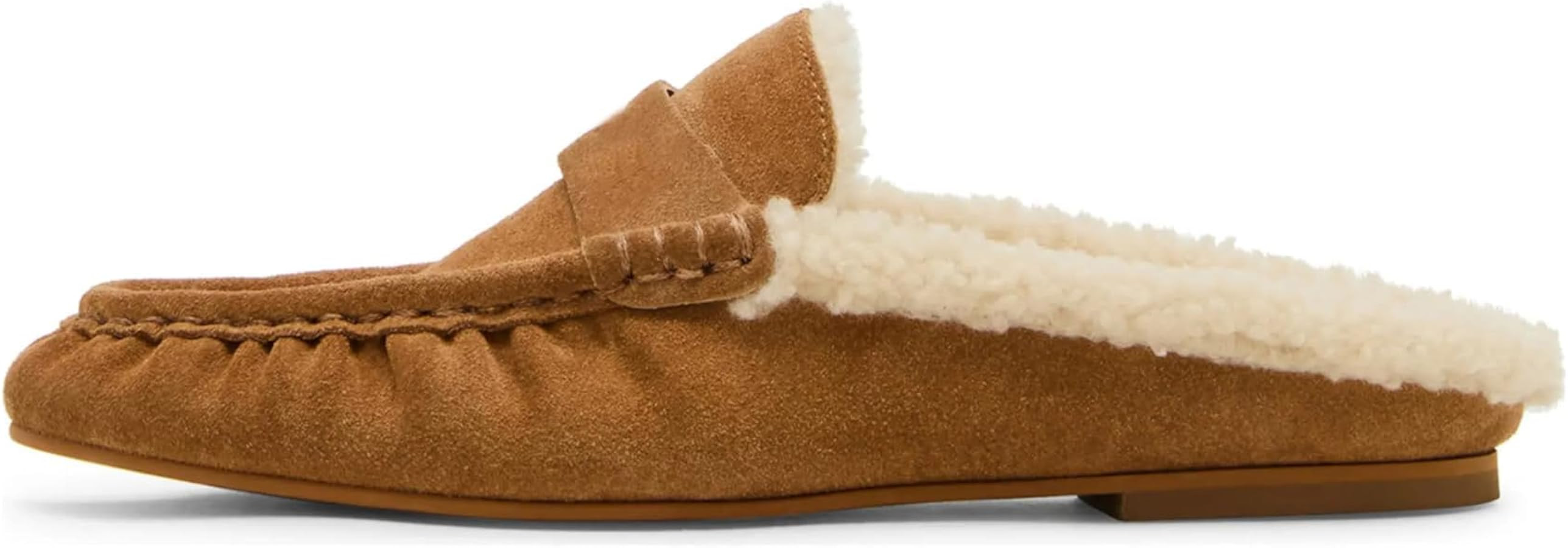 Women's Fur Mules Ruched Suede Loafer Mule Backless Slip\u2011On Moccasin Flats for Casual Busine... | Amazon (US)