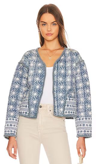 Kara Quilted Cardi Jacket in Pacific Combo | Revolve Clothing (Global)