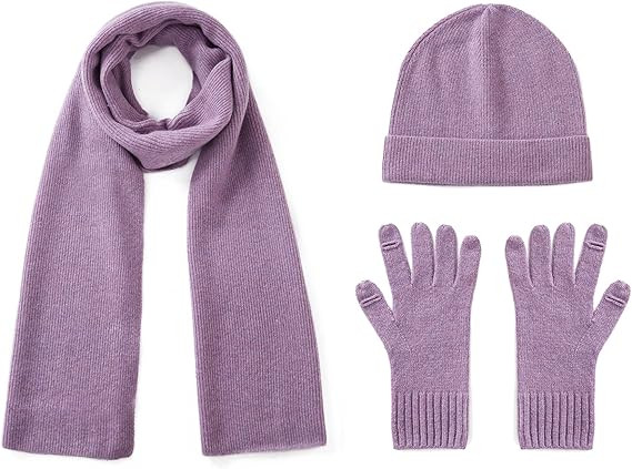 GreenMount Womens Cashmere Hat Gloves Scarf Set Warm Soft Cashmere Beanie Scarf Set Thanksgiving ... | Amazon (US)