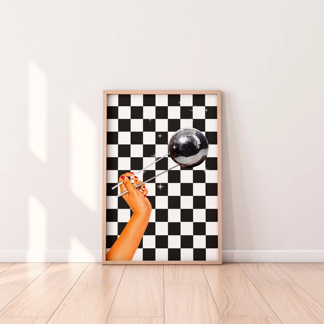 Disco Ball Print, Disco Chopstick Poster, Disco Ball Decor, Trendy Funky Wall Art, Disco Ball Dec... | Etsy (US)