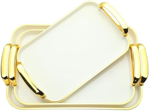 3 Pack Serving Tray with Handles, Stackable Reusable Trays for Serving Food, Plastic Serving Plat... | Amazon (US)