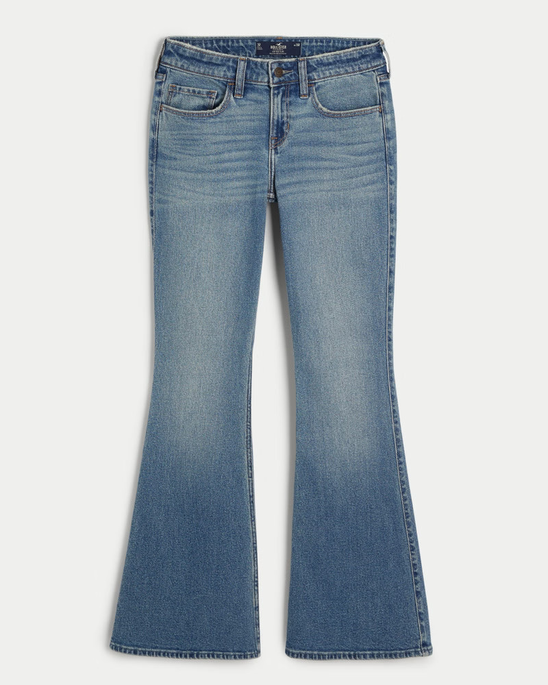 Low-Rise Medium Wash Vintage Flare Jeans | Hollister (US)