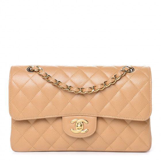CHANEL Caviar Quilted Small Double Flap Beige | Fashionphile