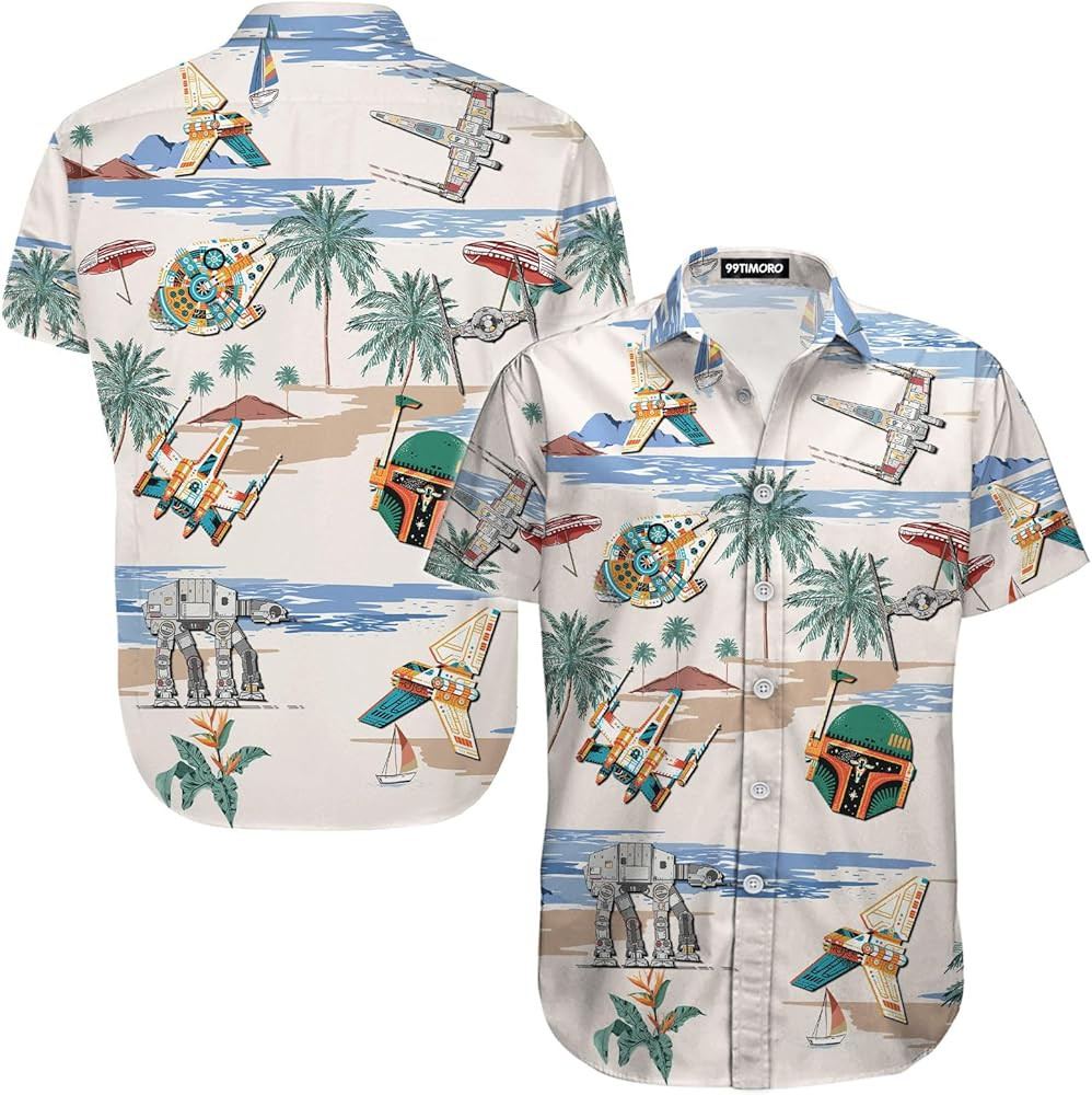 War Space Ship Button Shirt, Star Movie Hawaiian Shirt, Summer Short Sleeve Shirt, Birthday Gifts | Amazon (US)