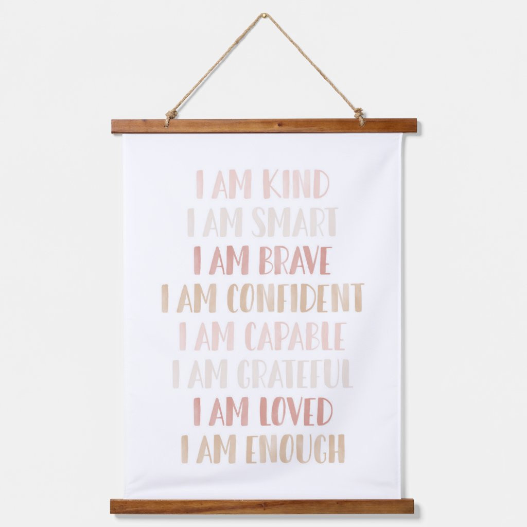 Pink Neutral Affirmations for Kids Nursery Decor | Zazzle