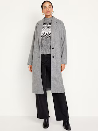 Soft-Brushed Long Overcoat for Women | Old Navy (US)