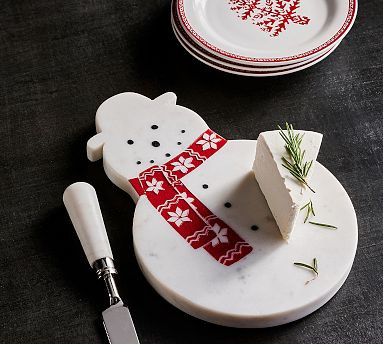 Archie the Snowman Handcrafted Marble Cheese & Charcuterie Board | Pottery Barn (US)