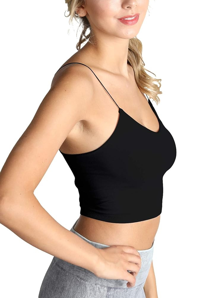 NIKIBIKI Women Seamless Spaghetti Strap Crop Top Cami, Made in U.S.A, One Size | Amazon (US)