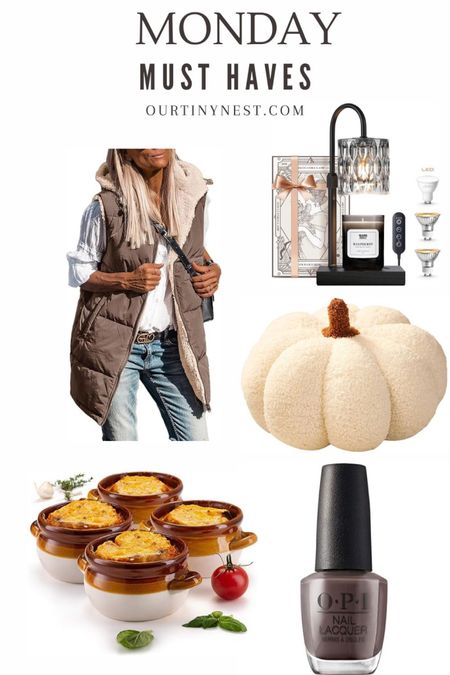 Monday must haves from Amazon. A layering piece for fall and winter and cozy finds for your home. Candle warmer, pumpkin pillows 

#LTKfindsunder50 #LTKhome #LTKSeasonal