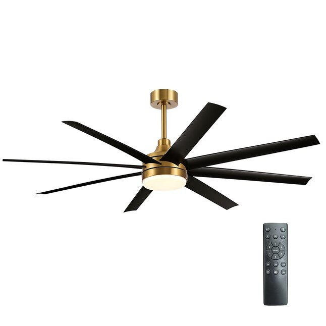 Breezary 65-in Gold Color-changing LED Indoor Ceiling Fan with Light Remote (8-Blade) | Lowe's