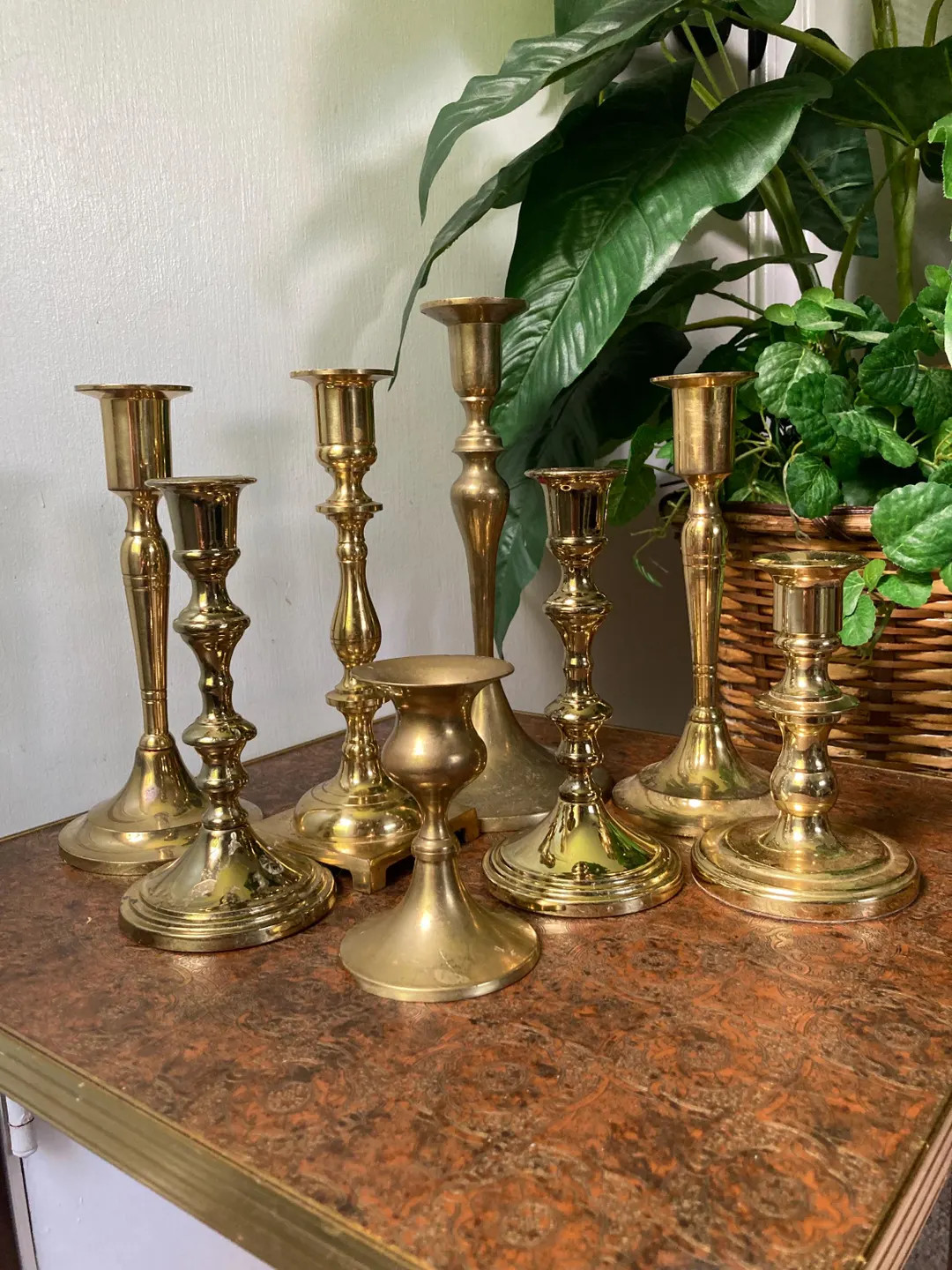 Vintage Brass Candlestick Set of Eight - Etsy | Etsy (US)