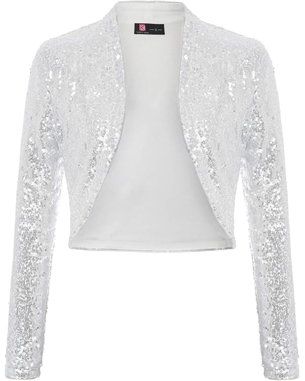 KANCY KOLE Women's Sequin Shrug Long Sleeve Open Front Cropped Bolero Jackets S-XXL | Amazon (US)