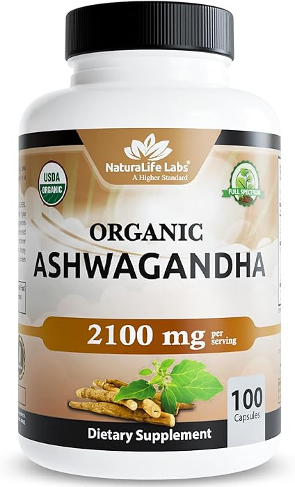 NaturaLife Labs Organic Ashwagandha 2100 mg per Serving – Root Powder & Extract – 100 Capsule... | Amazon (US)