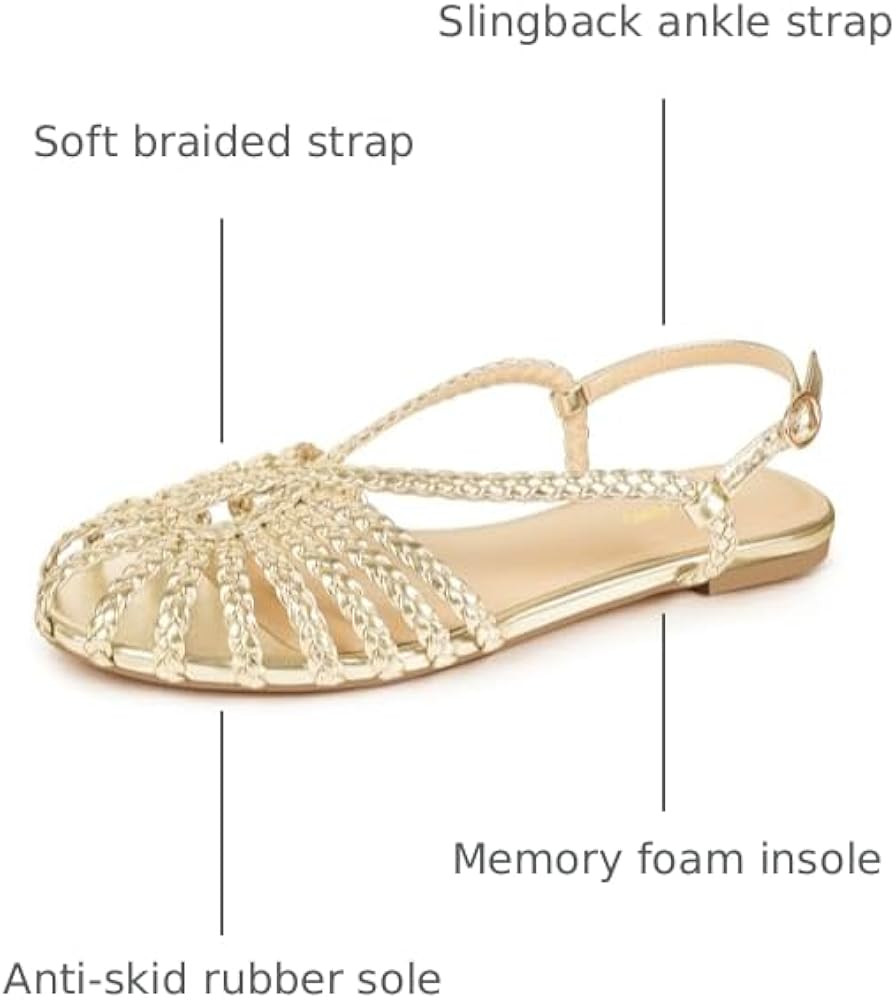 PIZZ ANNU Women's Sophia Braided Flat Sandals Comfortable Memory Foam Walking Shoes Summer Gladia... | Amazon (US)