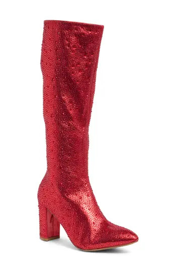 TOP GUY SHOES Martha Rhinestone Boot in Red Glitter at Nordstrom Rack, Size 5.5 | Nordstrom Rack