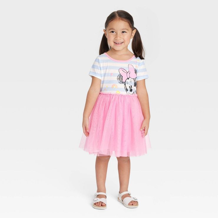 Toddler Girls' Minnie Mouse Striped Tutu Dress - Pink | Target
