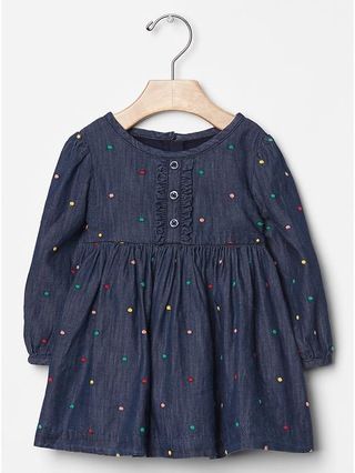 Embroidered dot denim dress | Gap US