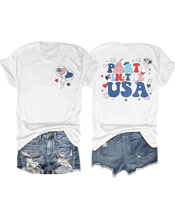 MNLYBABY America Shirts for Women Cute Patriotic Bow Shirt 4th of July Tshirt America Flag Bow Te... | Amazon (US)
