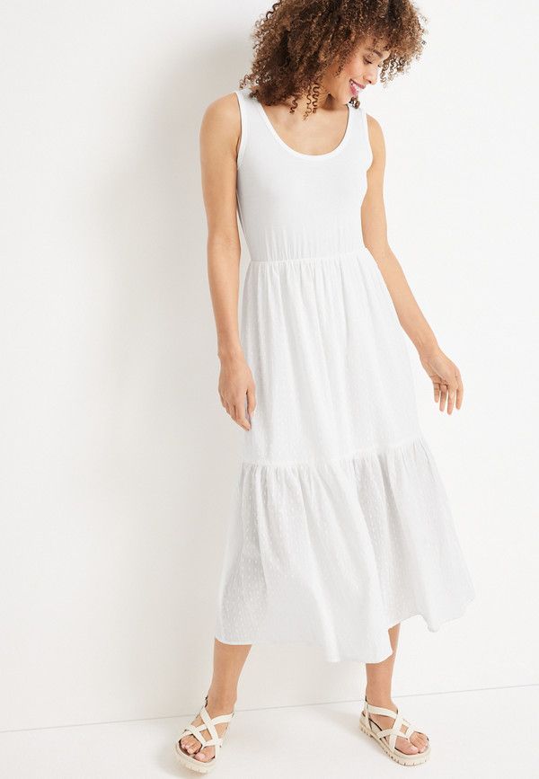 White Swiss Dot Maxi Dress | Maurices