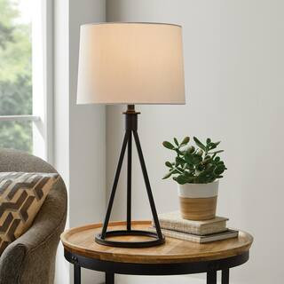 Hampton Bay Higgins 23.75 in. Black Tripod Table Lamp with Round Base 24121-000 - The Home Depot | The Home Depot