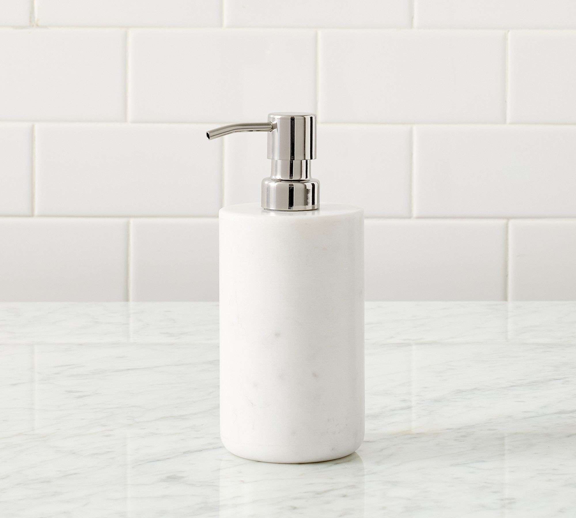 Marble Soap Pump, Frost/Polished Nickel | Pottery Barn (US)