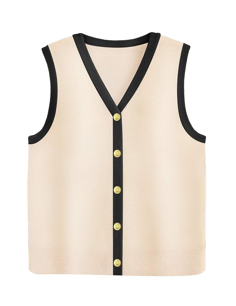 Zeagoo Womens Sweater Vest V Neck Button Down Shirts Trendy Knit Sleeveless Cardigan Top Shirt S-... | Amazon (US)