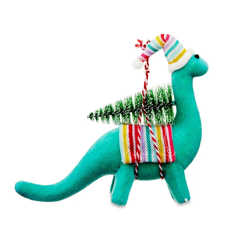 Whimsy Polyester Cute Blue Dinosaur with Brush Tree Christmas Ornament 1pc, by Holiday Time | Walmart (US)