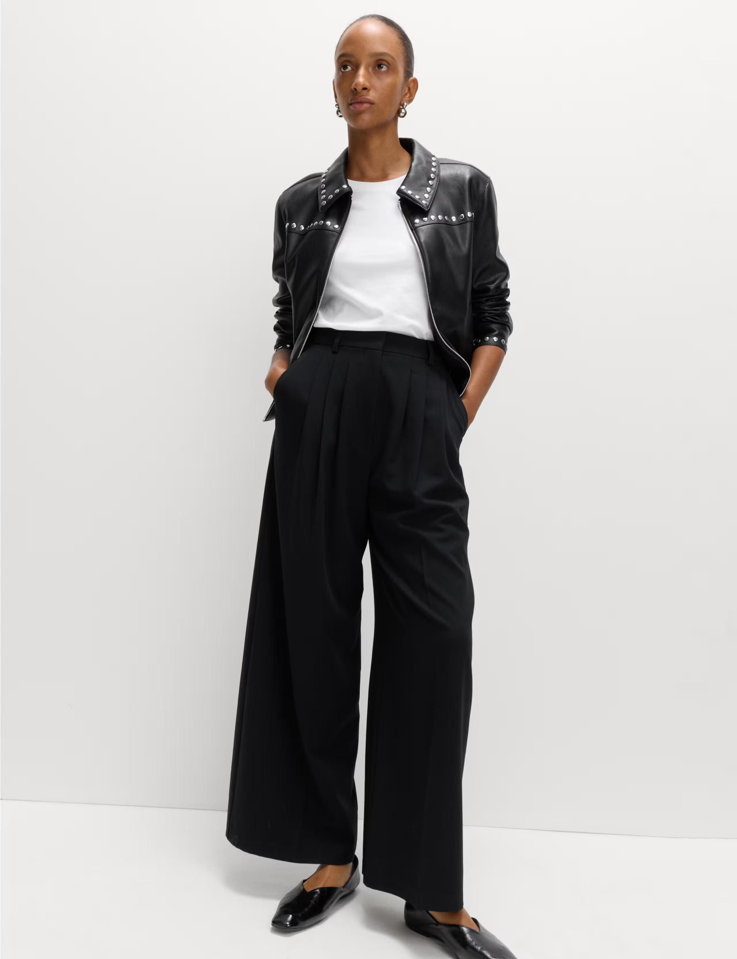 Triple Pleat Wide Leg Trousers | M&S Collection at M&S | Marks & Spencer (UK)