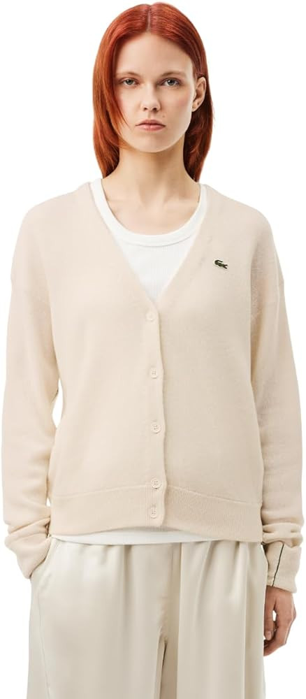 Lacoste Women's V-Neck Wool Cardigan | Amazon (US)