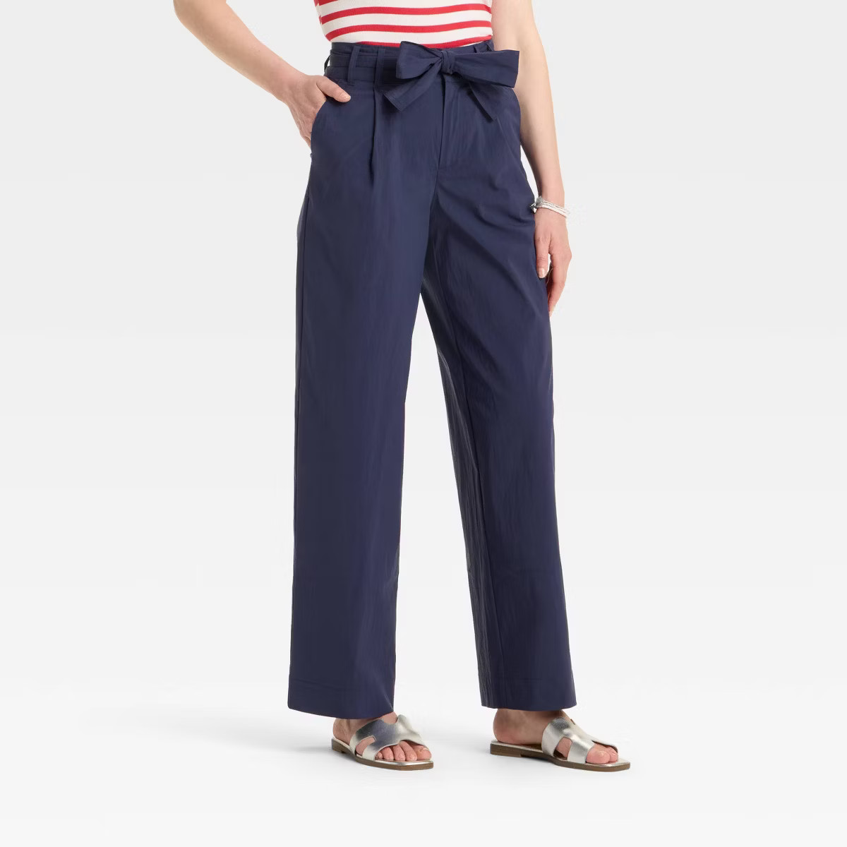 Women's High-Rise Wide Leg Poplin Trousers - A New Day™ | Target