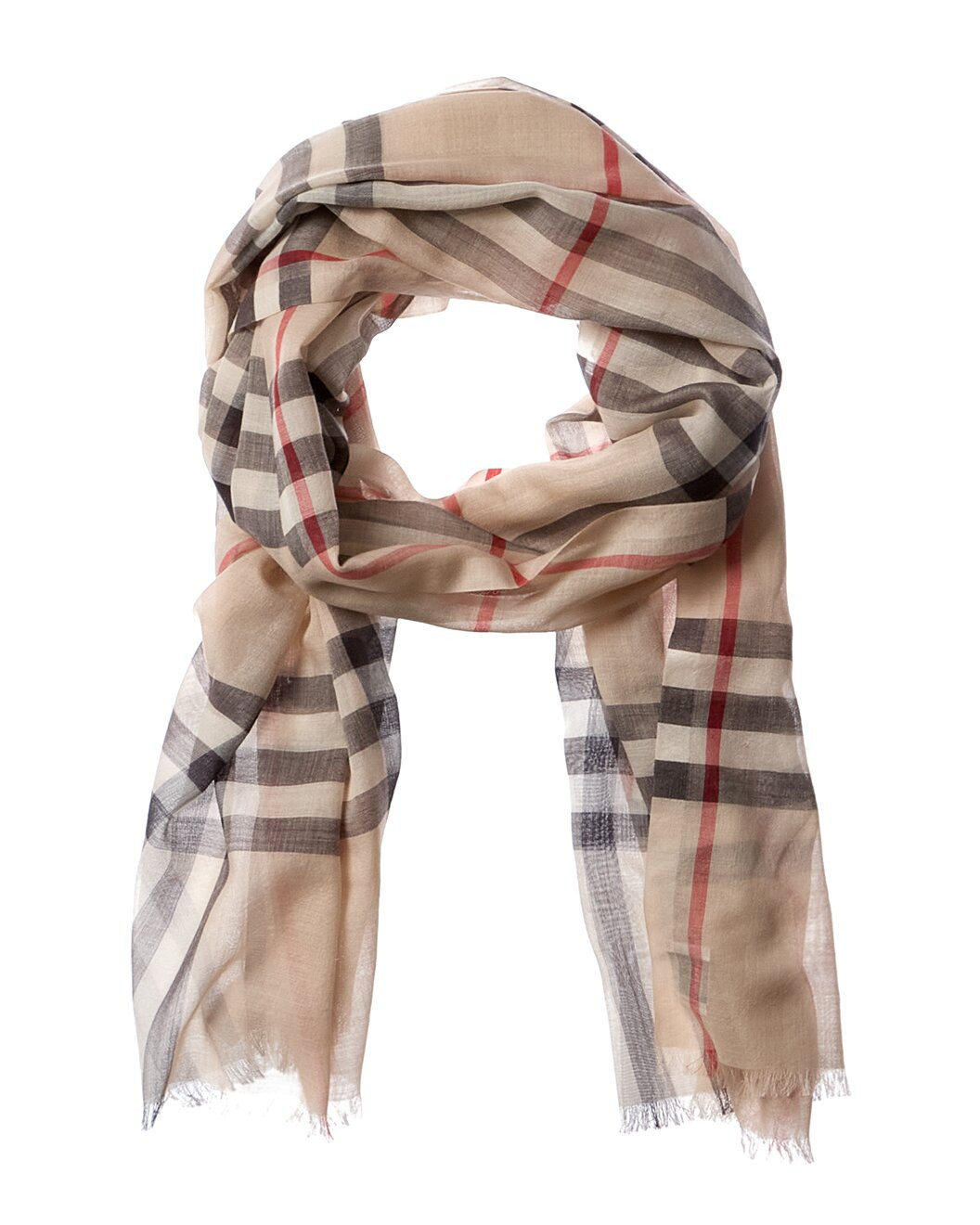 Check Wool & Silk-Blend Small Scarf | Gilt & Gilt City