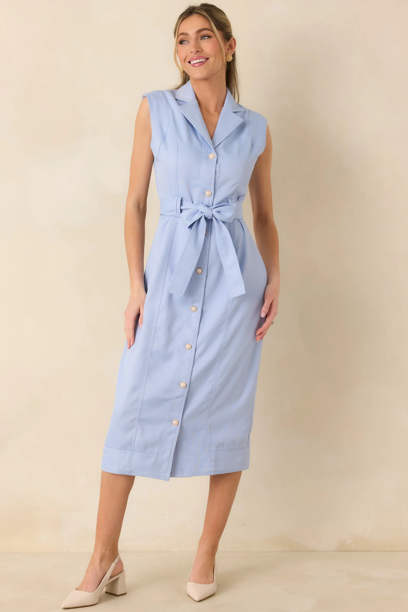 Prosperina Jacqueline Sky Blue Midi Dress | Red Dress