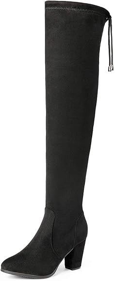 DREAM PAIRS Women's Thigh High Over The Knee Fashion Boots Block Mid Heel Long Sexy Faux Fur Boot... | Amazon (US)