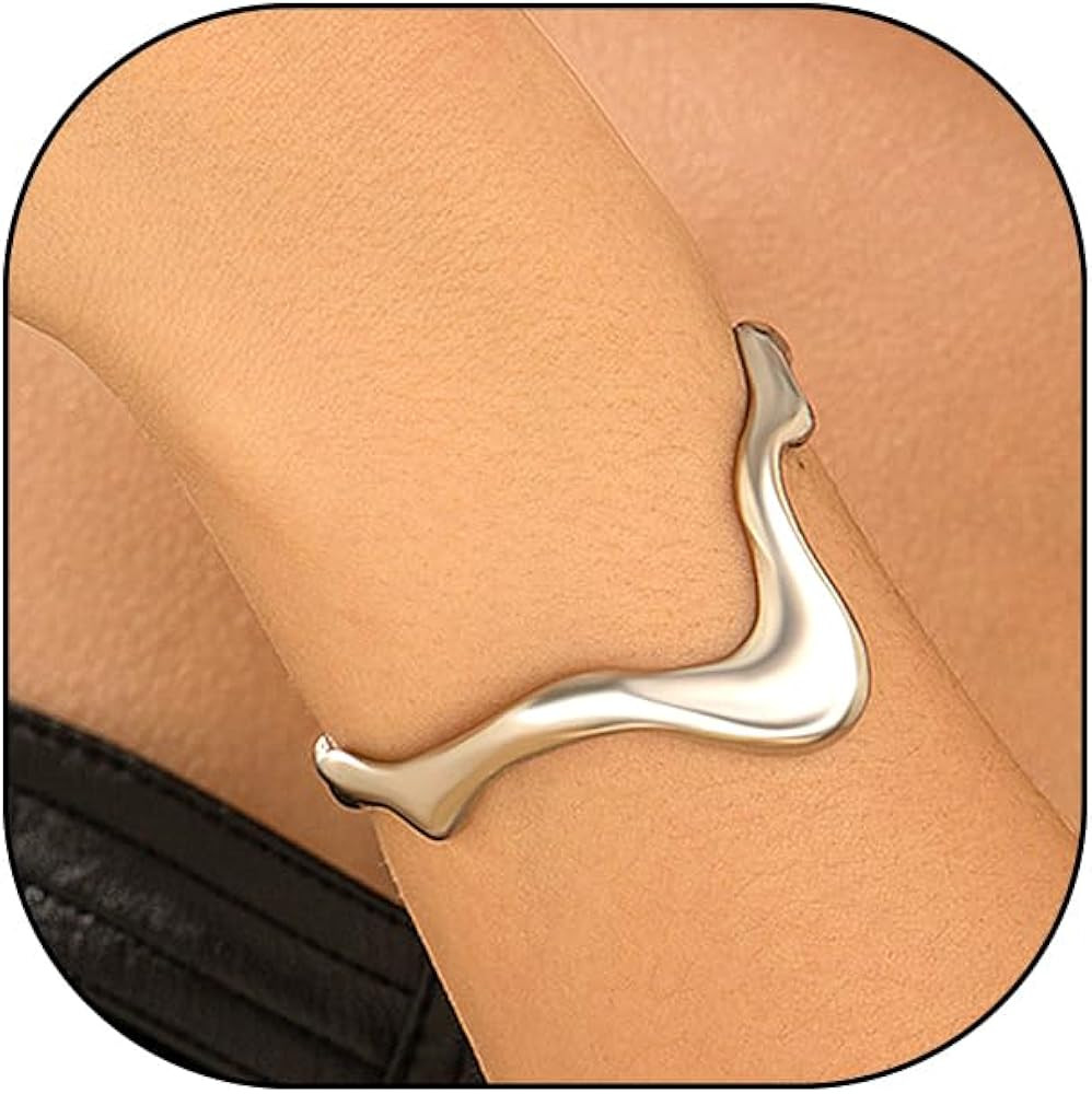 GIGB PBDK 14K Gold Liquid Metal Bracelet, Chunky Curved Wave Lava Open Cuff Bracelet, Minimalist ... | Amazon (US)