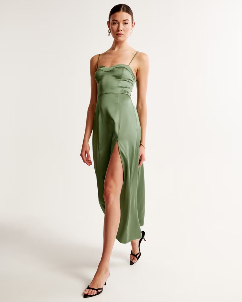 Satin High-Slit Maxi Dress | Abercrombie & Fitch (US)