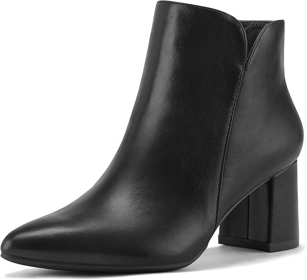 mysoft Women's Ankle Boots Chunky Block Low Heel Comfortable Pointed Toe Side V Cutout Dressy Off... | Amazon (US)