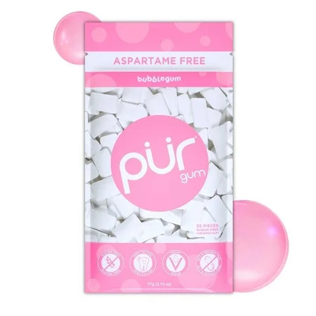 PUR Gum, Aspartame Free, Sugar Free & 100% Xylitol, Bubblegum Chewing Gum, 55 Pieces, Pack of 1 | Walmart (US)