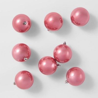 8ct 70mm Christmas Tree Ornament Set Opalescent Pink - Wondershop&#8482; | Target