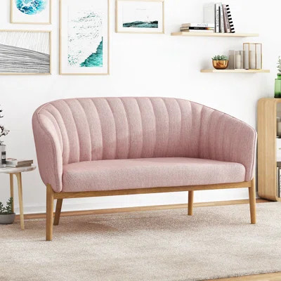 Charming Mid-Century Modern Love Seat with Plush Channel Splicing and Curved Backrest for Elegant Living Spaces | Wayfair North America