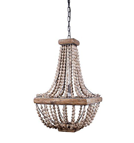 Creative Co-Op Metal Chandelier with Wood Beads, 16.5" Square by 28" Height | Amazon (US)