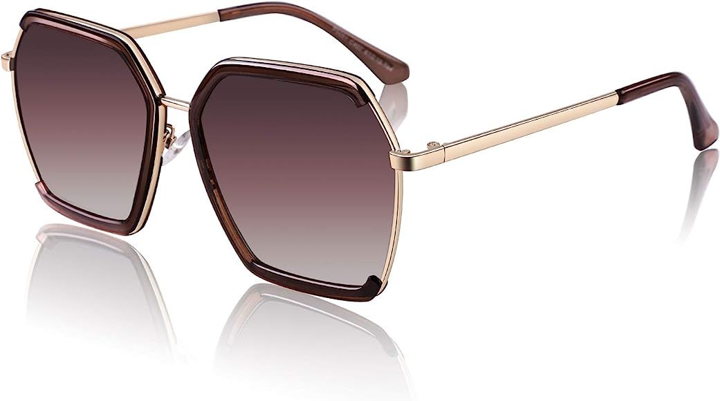 Women Sunglasses Polarized Oversized Square UV Protection Hexagonal Vintage Retro Sun Glasses Bra... | Amazon (US)