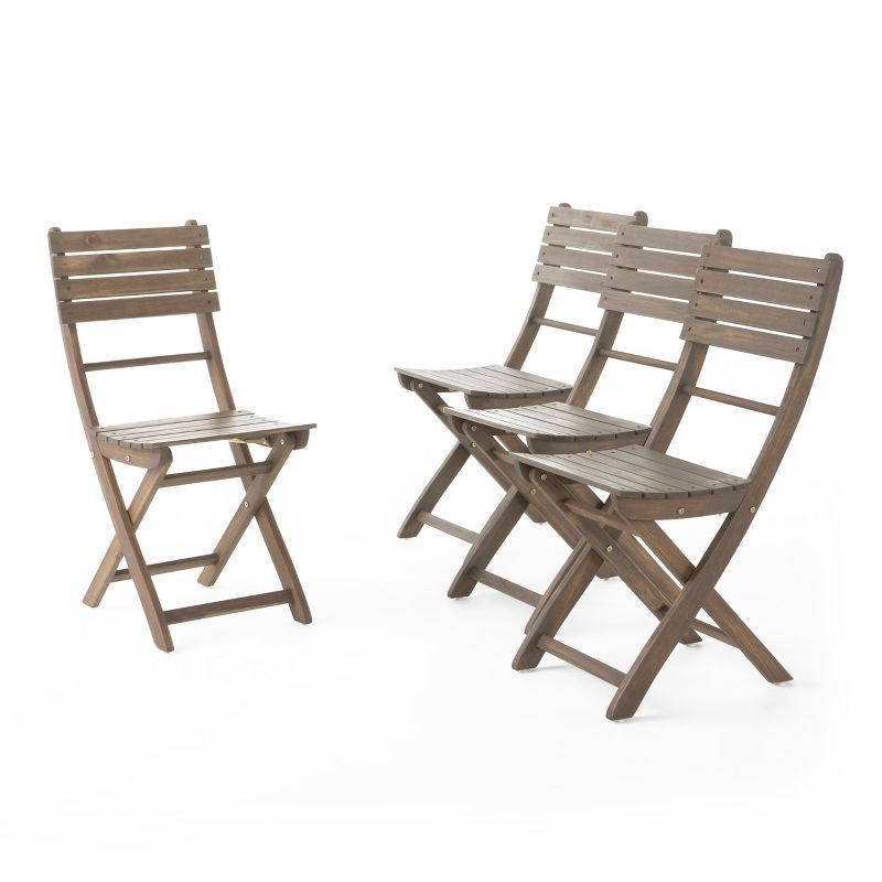 Positano 4pk Acacia Wood Folding Dining Chairs - Christopher Knight Home | Target
