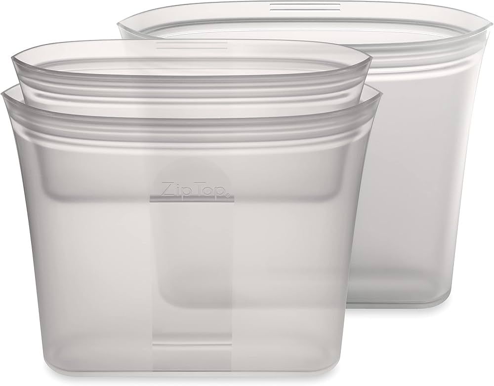 Zip Top Reusable Food Storage Bags | 3 Bag Set [Gray] - 2 Sandwich, 1 Snack | Silicone Meal Prep ... | Amazon (US)