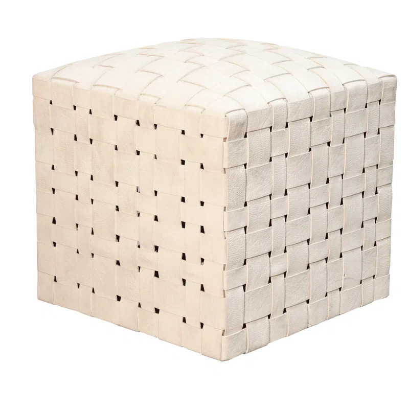 17" Wide Genuine Leather Square Cube Ottoman | Wayfair North America