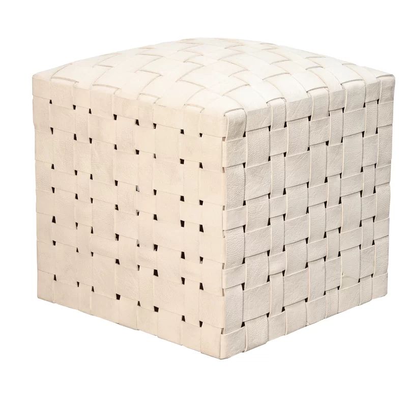 17" Wide Genuine Leather Square Cube Ottoman | Wayfair North America