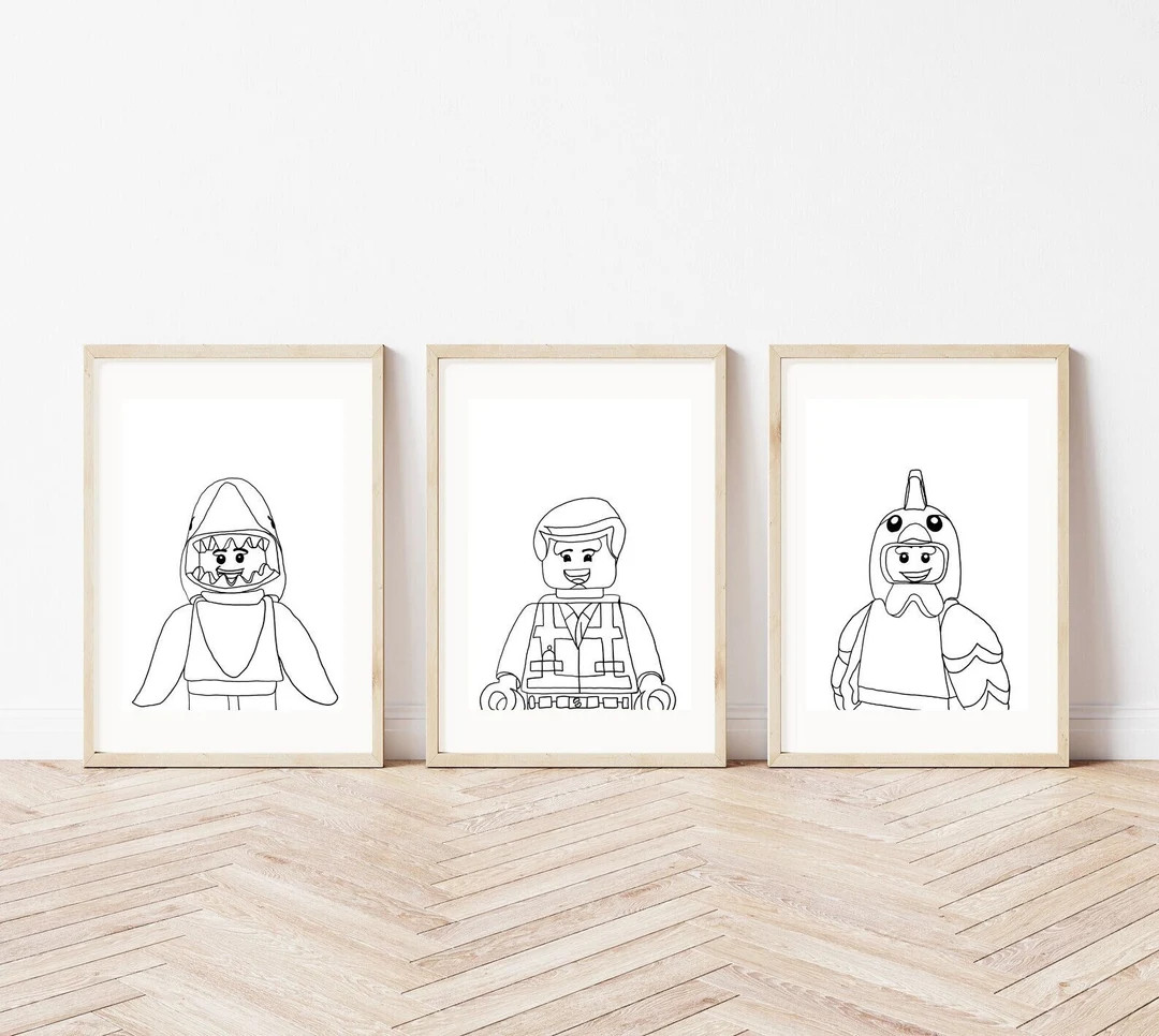 Set of 3 Building Block Toys Décor| Kids Line Art| Playroom Art| Boy Room Decor| Minimalist Nurs... | Etsy (US)