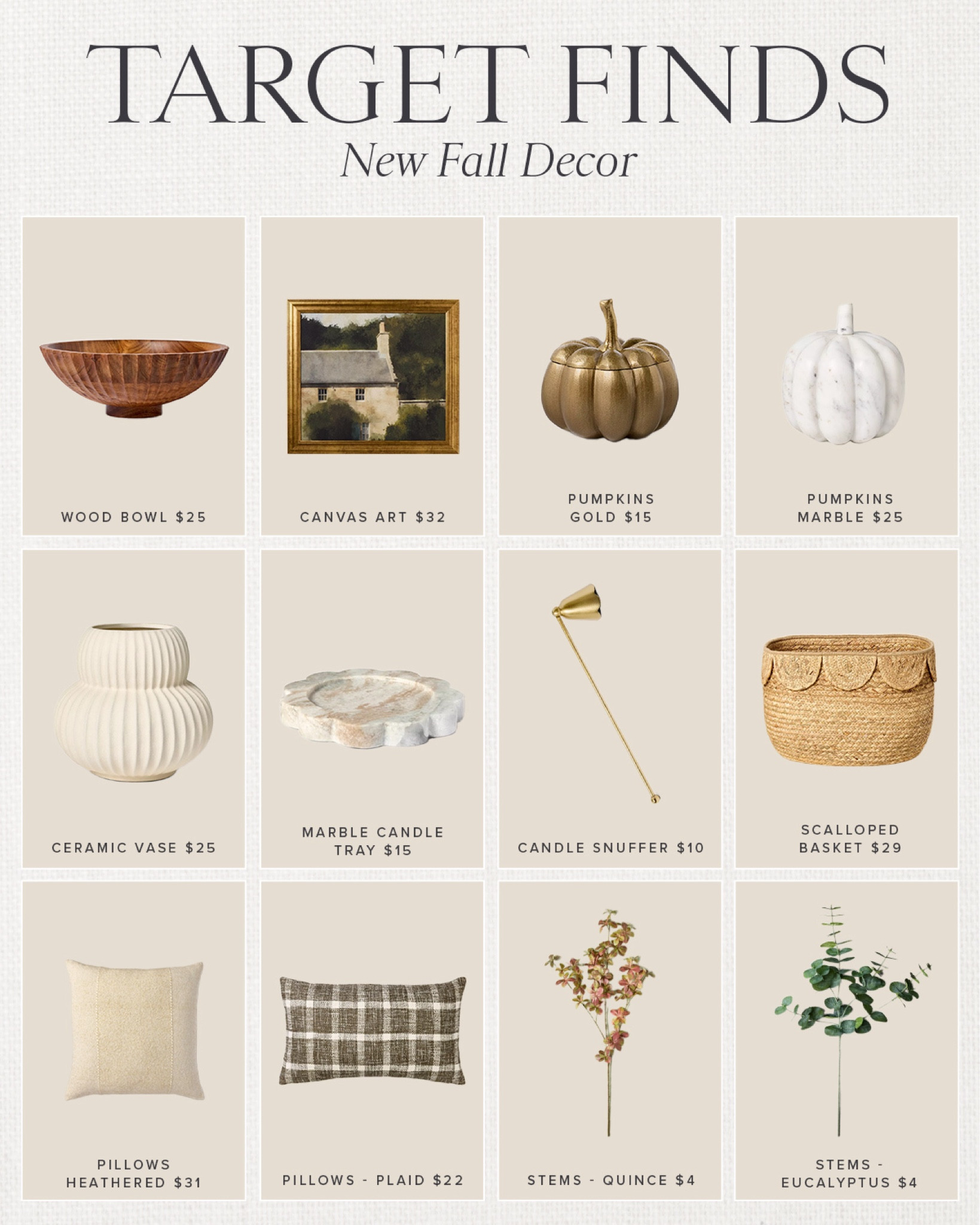 TARGET \ new fall finds I’m loving!🌾 I’ll take one of everything pretty please!!

Home
Decor 
Pumpkins 

#LTKFindsUnder50 #LTKHome